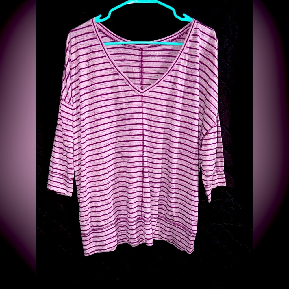 Striped V-Neck Women's Top - Pink Tote #7